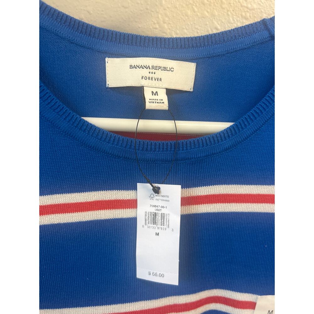Banana Republic forever crew short sleeve striped sweater shell vest sz Med NWT - Picture 3 of 8